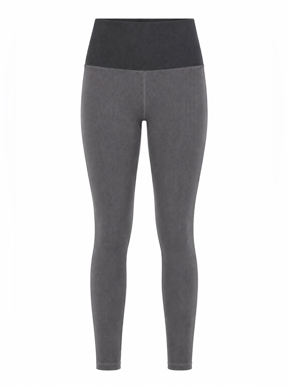 Vuori Lux High-Rise Ribbed Seamless Two-Tone Studio Leggings in Grey Size M